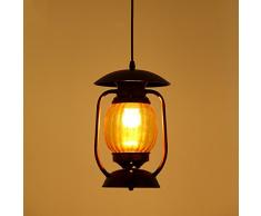 Lampada a sospensione 70 anni Retro Design Nostalgico SYAODU Lampada Lampada in Metallo Lampadina Gialla in Vetro E27 Lampadina AC110-240V Studio Lampadario Ristorante
