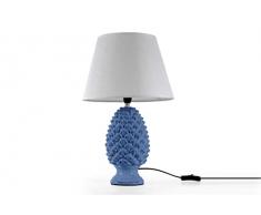 GICOS IMPORT EXPORT SRL Lampada lumetto forma pigna con base in ceramica colore blu cappa bianca 52CM cm attacco lampada E14 TOR-830754
