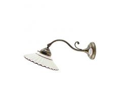 Applique ottone brunito,appliques liberty piatto ceramica,lampada parete am29.Dimensioni: Diametro vetro 19,5cm,sporgenza max 35cm,diametro base10cm.Le dimensioni sono comprensive del piatto.Portalampade attacco Edison E14 (attacco piccolo). .