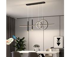 Lampadario LED Sospensione Moderno Soggiorno Tavolo Sala da pranzo Lampada da Soffitto Dimmerabile con Telecomando Moderni Design per Cucina Ufficio Camera da Letto Lampade Lampadari (L80cm, Nero)