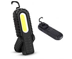 AuRiver Lampada da Lavoro,Lampade di ispezione,Portatile Ricaricabile 5W LED COB Super Luminoso Luce Ispezione Torcia, Base Magnetica e Gancio Appeso,per Riparazione Auto,Garage,Emergenza