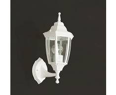 Applique da esterno Lyon stile rustico classico lanterna in bianca E27 H:38cm impermeabile IP44 per pareti del giardino, terrazzo, balcone e cortile