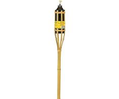 Fiaccola da giardino in bambù con contenitore h 150 cm