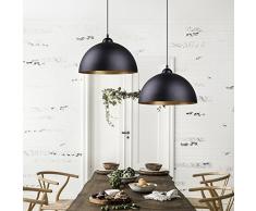 Lampadario a sospensione a LED, design industriale e vintage, diametro 300 mm, per lampadina con attacco E27, esterno bianco, interno nero, per soggiorno, sala da pranzo, ristorante, cantina, seminterrato, ecc. (classe di efficienza energetica A+)