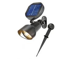 Solar Spotlight 102136 - Faretto a energia solare, 2800 K, montaggio a parete o a pavimento, luce bianca calda