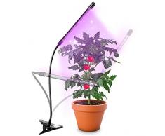Duronic GLC12 Lampada per piante - 18 lampadine LED rosso e blu a spettro completo 20 W 3 modalità - Lampada per coltivazione indoor pieghevole - 6 livelli di luminosità