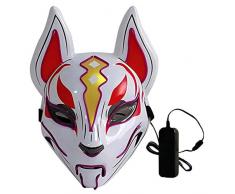 Lixada 10 colori volpe maschera integrale luci al neon Halloween Party LED paralume scuro incandescente cosplay maschera festa costume maschera