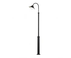 Konstsmide 564-750 Vega - Lampada a Colonna con Testa e Toro, 8 W sostituibile, 2,4 m, in Vetro Trasparente, Colore: Nero Opaco