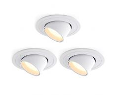 Martll Faretti LED da Incasso per Cartongesso 7W Bianco Caldo CRI90 Ultrasottili Bianco Luci Lampada da Incasso Orientabili per Soggiorno, Bagno, Ufficio (Bianco Caldo, 3pcs)
