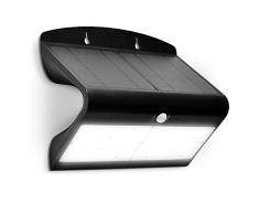 Luceco Luce Solare LED, Lampada da Esterno, Luci IP44 Impermeabile con Sensore di Moviment, 800 Lm Faretti per Giardino, Nero