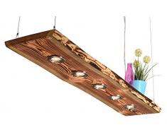 Lampada da soffitto in legno fiammato per la cucina e il soggiorno, stile vintage, lampada a sospensione per sala da pranzo, con illuminazione a LED