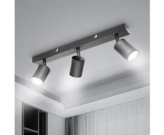 TaFiCo Plafoniere LED Soffitto a 3 Luci, Plafoniera Nera GU10, Faretti LED da Soffitto Orientabile Spot da Parete Interno per Cucina Soggiorno Camera da Letto Corridoio (Lampadine Escluse)