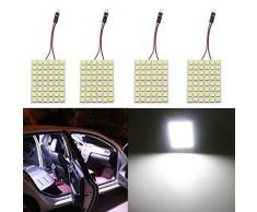 GrandView 4pcs Super Luminoso Bianco 5050 48-SMD LED Pannello di Illuminazione a Risparmio Energetico Lampada Auto Interno Piastra di Lettura Luce Tetto Soffitto Lampada Cablata Interna (12V DC)
