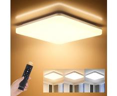 Dimmerabile Plafoniere da Soffitto, LEOEU 24W 2400LM Luci Lampade Quadrata Dimmerabile con Telecomando Impermeabile Plafoniera Soggiorno per Cucina, Bagno, Camera da Letto, Corridoio, Cantina, Ufficio