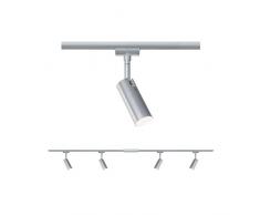 Paulmann LED Sistema a Binario URail Set Tubo, orientabile, faretto a soffitto 4 fuochi, 3000K Bianco Caldo, 5 W 20 W, Cromo Opaco, Cromo