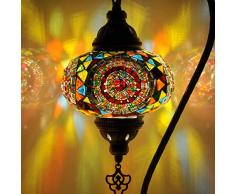 Mosland Home Lampada Turca Lampade da Tavolo a Mosaico | Lampada Marocchina Turca | Lampada da Tiffany a Collo di Cigno Fatta a Mano | Lampada da Notte da Comodino in Vetro Mosaico con Lampadina a Led