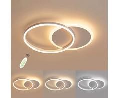 MOUNM Plafoniera LED Soffitto Dimmerabile 3000K-6000K,Lampadario Soggiorno,36W 3600lm Alluminio Della Lampadario Camera da Letto con Telecomando,Lampadario LED Soffitto,Lampadario Salone da Due Cerchi