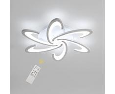 Moderna Plafoniera LED Dimmerabile, 54W Lampada da Soffitto Forma di Fiore Design, Metallo Acrilico Petalo Lampadario a 6 teste con Telecomando per Camera da Letto, Soggiorno, Sala da Pranzo … (70cm)