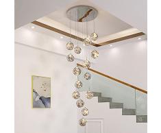 KAUCQI Lampadario Plafoniera LED con 15 Sfere di Vetro, Lampada a Sospensione LED per Scale, 75W Lampadario Creativo Gypsophila, Lunghezza Regolabile, Plafoniere per Ville Moderne, Soggiorni e Scale