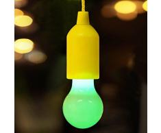 Lampadina cavo cambia colore colorata,Lampada LED portatile a tirante da campeggio esterna a sospensione a LED da campeggio,Decorazioni per la casa ,per bar (Giallo, Approx. 5.5*5.5*15cm)