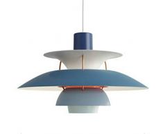 Moderna lampada a sospensione nordica semplice E27, lampadario colorato in metallo con ombrello, lampada a sospensione per cucina, ristorante, soggiorno, decorazione lampadario 40 cm (blu)