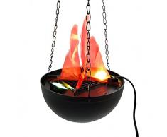 Lampada Effetto Fuoco Con Fiamma Finta Luci A Led Rosse E Catena A Sospensione