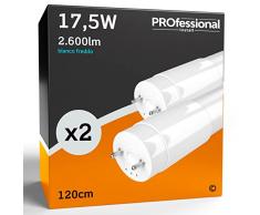 Eurocali 2x Tubo LED T8 17,5W 120cm Alta Luminosità 2600 lumen Fascio Luminoso 320° - Luce Bianco Freddo 6500K - Sostituzione Neon