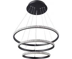 STARRYOL Lampada a sospensione moderna a LED, lampadario a sospensione regolabile a 3 anelli, plafoniera contemporanea per soggiorno, camera da letto, hotel, ecc., Dimmerabile 3000k- 6000K