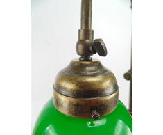 Lampada ottone brunito da tavolo,scrivania,lampade ministeriali per la casa e ufficio,vetro verde slg3 Dimensioni: Altezza min 56cm,max 68cm,diametro del vetro 19cm,profondità 35cm,diametro base 17cm.Le dimensioni sono comprensive