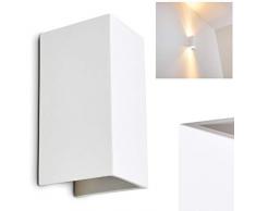 Applique murale Aversa in ceramica bianca - Lampada da parete in gesso dipingibile - pitturabile - Spot con attacco luce 2 x GU10