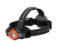 Ledlenser MH11 Torcia frontale LED da outdoor, nera/arancione, ricaricabile con batteria, 1000 lumen, comandabile/personalizzabile tramite app, autonomia fino a 100 ore, luce rossa/verde/blu Optisense