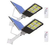 081 Store - 2 Pezzi 400W Lampione Solare LED Esterno con Pannello Solare 400W Lampione Solare 6500K Bianco Freddo,Lampione Solare LED Con 40000mAh, Telecomando, Lampione Solare IP65 Impermeabile