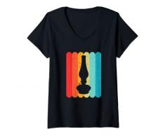 Donna Lampada Olio Silhouette Retro Vintage Lines Anni 70 Anni 80 Distressed Maglietta con Collo a V