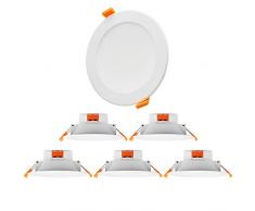 Lampade Plafoniere LED Faretti da Incasso a LED da Soffitto 12W 1100Lm Luce Calda Fredda Regolabile Diametro da Buco 110-135MM IP44 per Cucina Bagno Lot di 6 di Enuotek