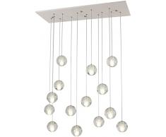 SweAtz Lampada a sospensione a 14 teste Villa Duplex Staircase, lampadario lungo a sfera di cristallo con doccia di meteoriti in vetro creativo nordico (Color : White Light)