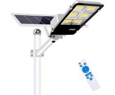 Generico Lampione Solare esterno 400W con Pannello fotovoltaico,Lampione Solare LED Esterno 6500K Bianco Freddo,Lampione Solare da Esterno con 40000mAh,
