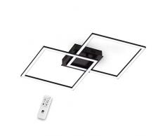 EGLO Plafoniera Led Palmaves 1, lampada da soffitto a due luci in alluminio, acciaio, plastica, nera, bianca con telecomando, bianco caldo – bianco freddo, luce notturna, dimmerabile