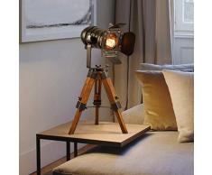 Jtivcs Creativo industriale antico macchina fotografica lampada scalabile lavoro studio ufficio camera da letto scrivania lettura treppiede tavolo luce americano rurale retrò lampada da scrivania in l