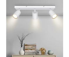 Kambo Faretti da Soffitto Orientabili, Faretti da Parete Interno Bianco per 3 Lampadine GU10 non Incluse, Lampadario Faretti Led Soffitto per Soggiorno Camera da Letto Corridoio, Max 50W