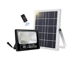 Faretto solare da esterno con 49 LED ad alta luminosità, 6000 mAh, con pannello solare, luce controllata, IP67, impermeabile, lampada solare da esterno per giardino