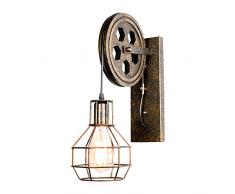 iDEGU Vintage Lampade da Parete Industriale Appliques da Parete Stile Puleggia Lampada a Muro Retro Luce da Muro per Bar, Camera da letto, Soggiorno, Ristorante, Cafe, Corridoio (1 pezzo, Bronzo)