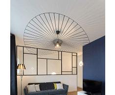 YUXN Lampadario Vintage Lampade A Sospensione Soggiorno Lampada Creativa Semplice (Altezza Luce Regolabile), Striscia Tessuto in Fibra Vetro Soggiorno + Design Cappello Ferro Battuto E27 Max 40W