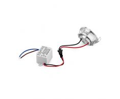 Confezione da 10 mini faretti LED da 3 W per armadi, di alta qualità, 1 x 3 W, ad alta potenza, argento spazzolato