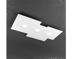 PLAFONIERA MODERNA LUNGA RETTANGOLARE BIANCA 3 LUCI LED SOSTITUIBILI SLIM TOP LIGHT PLATE 1129/PL3 R-BI