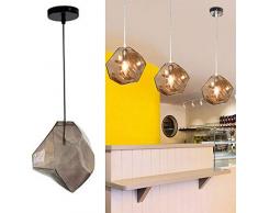 EMISOO Lampada a sospensione moderna, sfera industriale retrò Forma irregolare Plafoniera in vetro colorato Apparecchio per lampadario per ufficio, soggiorno cucina, Blub LED non incluso