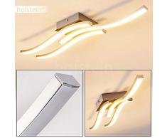 Plafoniera LED Letala in metallo di colore nichel opaco e cromo - Lampada da soffitto 3 x 5 W LED - Luce bianca calda 3000 Kelvin - 1500 Lumen
