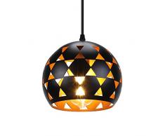 LIGHTESS Lampada a Sospensione Moderna Nera, Lampadario a Sospensione Vintage E27, Lampadario Industriale Metallo (D20*H17cm)
