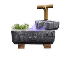 Fontana da tavolo / da tavolo Arte della decorazione della casa dellacqua di flusso Indoor Fontana Fontana Desktop e Fish Tank Indoor Decoration Stone Trough bambù atomizzazione umidificazione Paesag