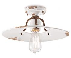 Ferroluce Retrò Plafoniera Country E27, 77 W, Bianco Lucido, 40 cm