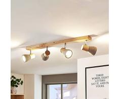 Faretto, spot Filiz (Scandinavo) colore Grigio, in Pietra ad es. Cucina (4 luci, E14, lampadina inclusa) di Lindby | Lampada da incasso, plafoniera, applique